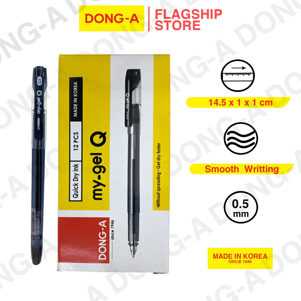 Dong-a My Gel Tintenroller 0,5 Mm – Schwarz, 12 Stück Im Set, Superglattes Schreiben