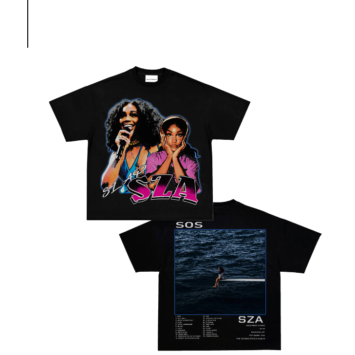 SZA SOS Popular American printed cotton black and white T-shirts ...