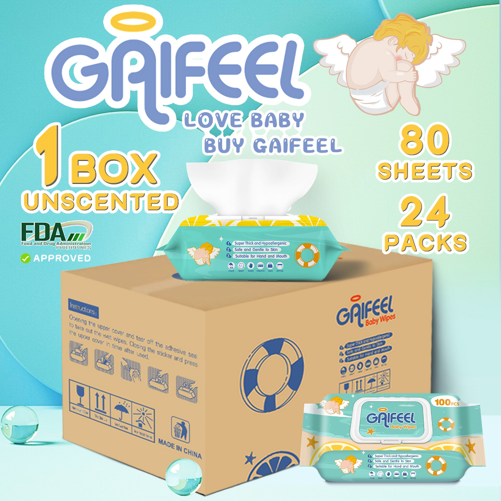 GAIFEEL Baby Wipes 100 Sheets Unscented Baby Wipes Wet Wipes 1 Box(24 ...