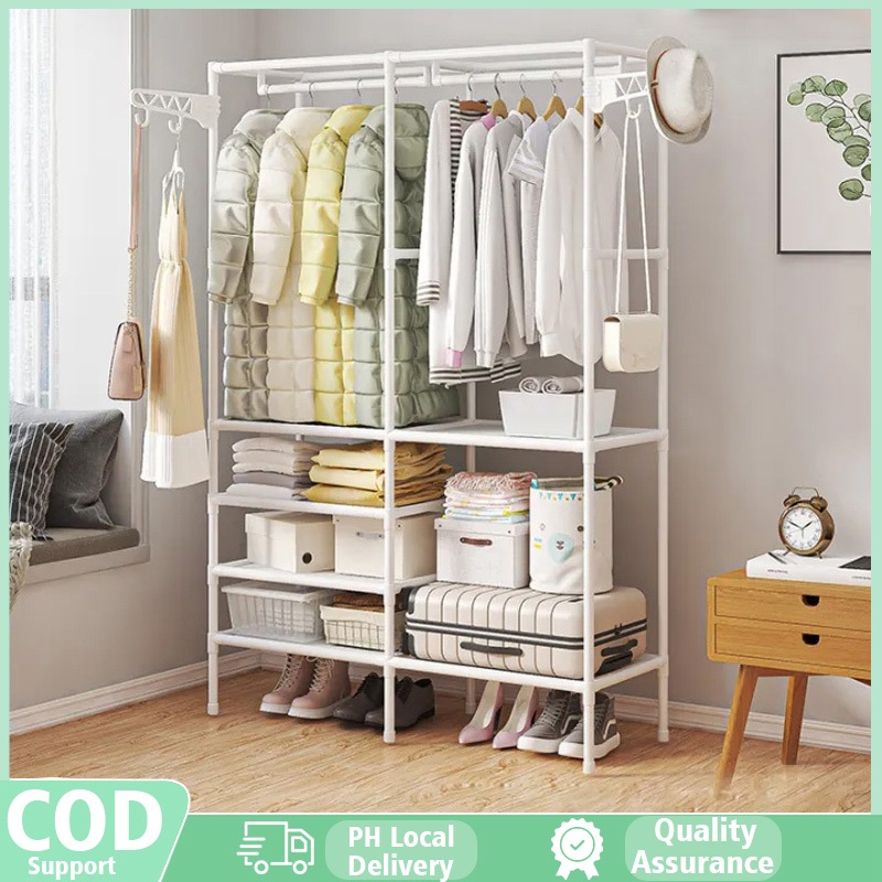 2/3/4 Row Hanger Rack Floor Bedroom Hanger Household Bedroom Wardrobe