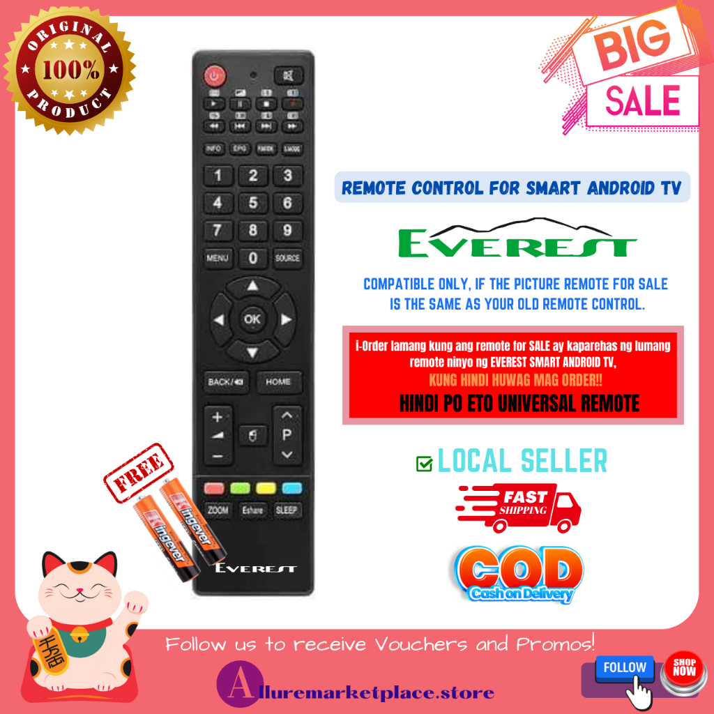 Everest Smart Android TV Remote TV Remote Control Everest ET42M1S ET