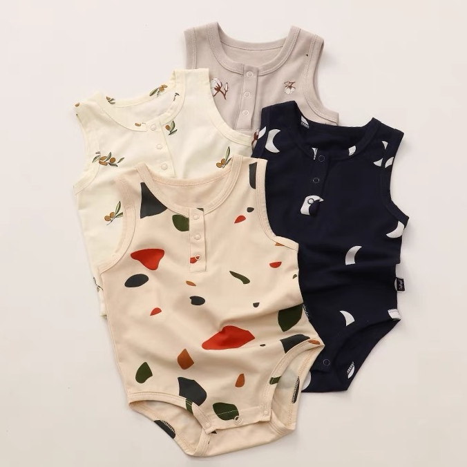 HONGS 5 Piece Baby Sleeveless Boys Girls Onesies Jumpsuit Romper