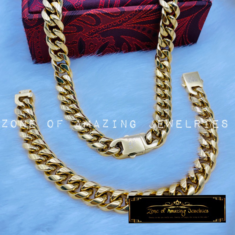zoaj.ph Italy 750 Thick Cadena Necklace and Bracelet Set Clip Lock ...