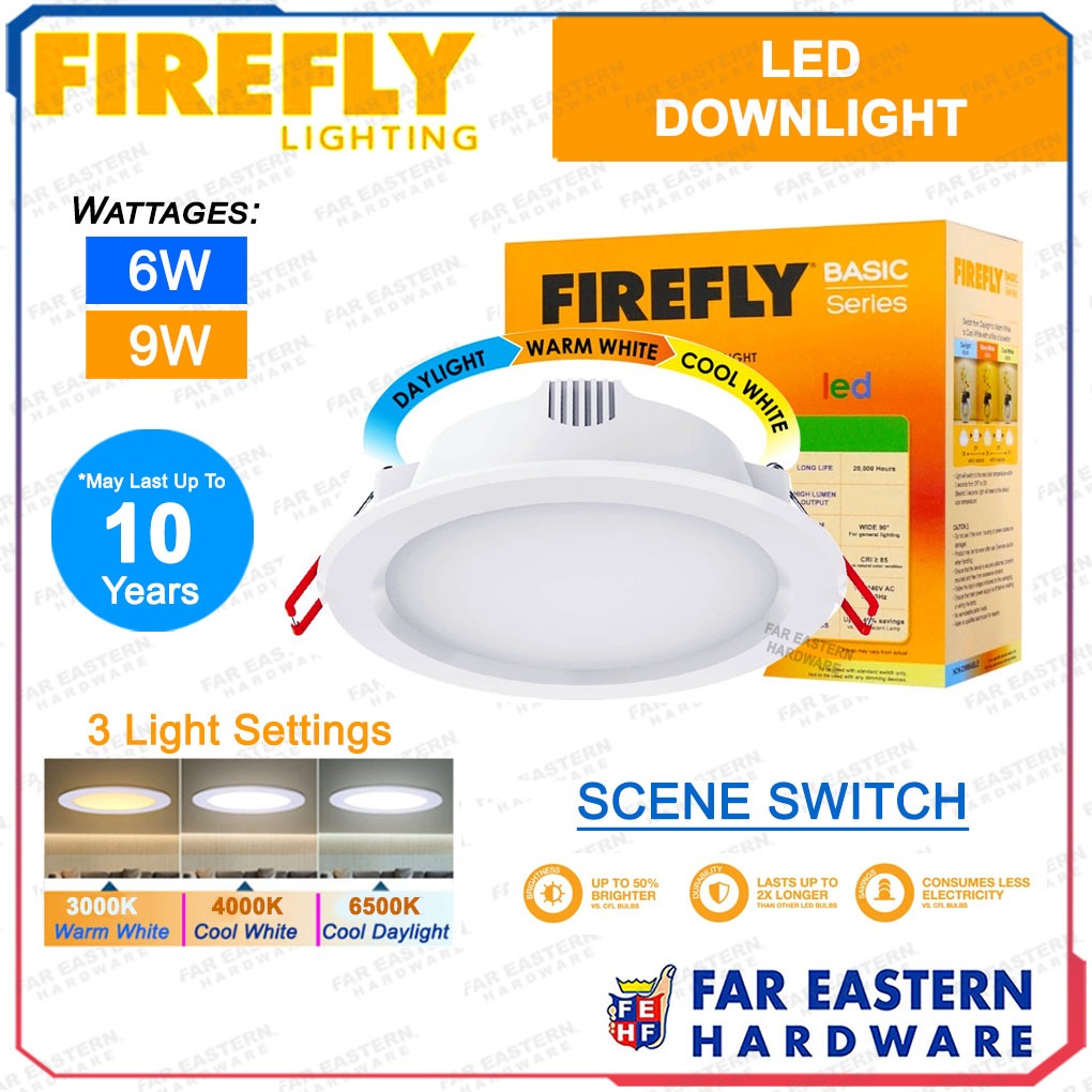 FIREFLY LED Down Light Integrated Recessed 3 Colors Scene Switch Warm ...