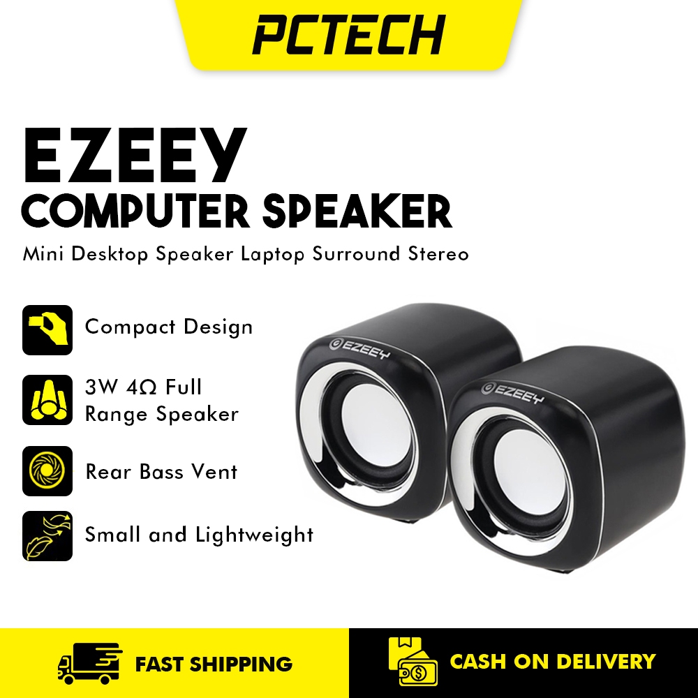 Popcorn Ezeey Mini Desktop Speaker Laptop Surround Stereo Computer