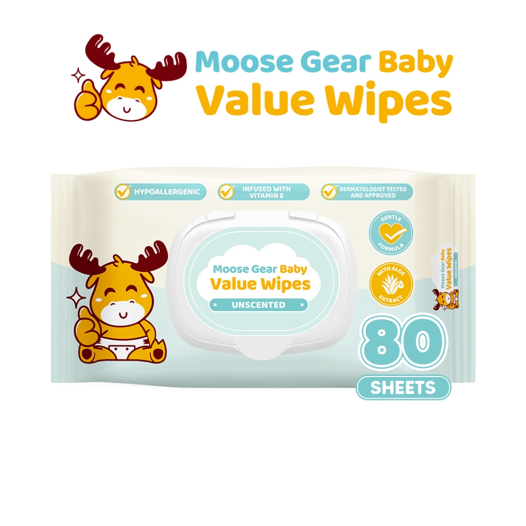 Moose Gear Baby Value Wipes Unscented 80s Hypoallergenic w/ Vitamin E ...