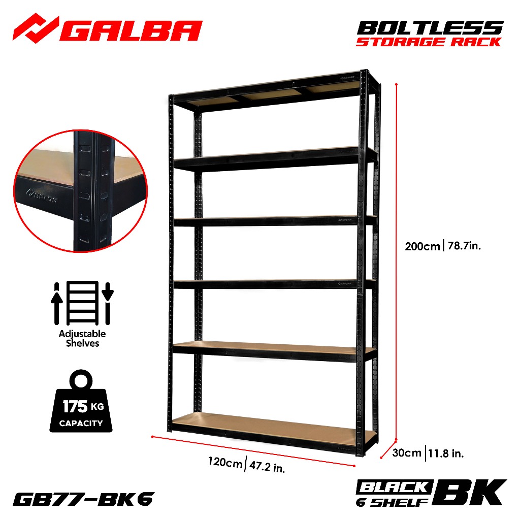 GALBA Boltless Storage Rack Adjustable 5/6 Layer 6ft Heavy Duty