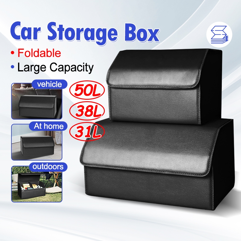 Car Trunk Boot Storage Box Foldable Vehicle Organizer PU Leather ...