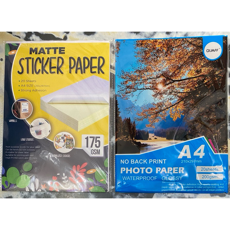 1 pack (20pcs) Sticker Paper and Photo Paper A4 | Shopee Philippines
