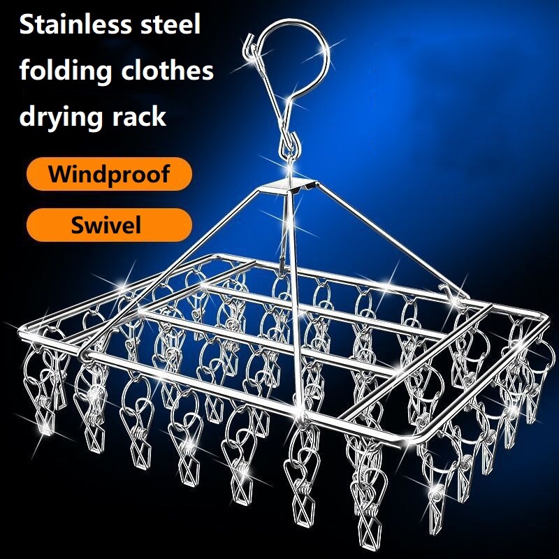 40 Clips Stainless Steel Clothes Hanger Rack Drying Rack Socks ...