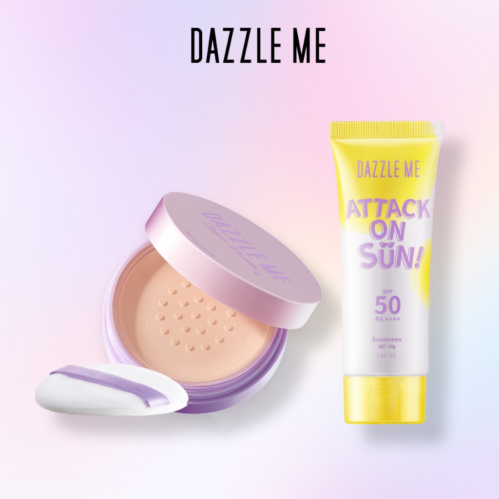 DAZZLE ME-2pcs Face Makeup Set -Setting Loose Powder + Attack on Sun ...