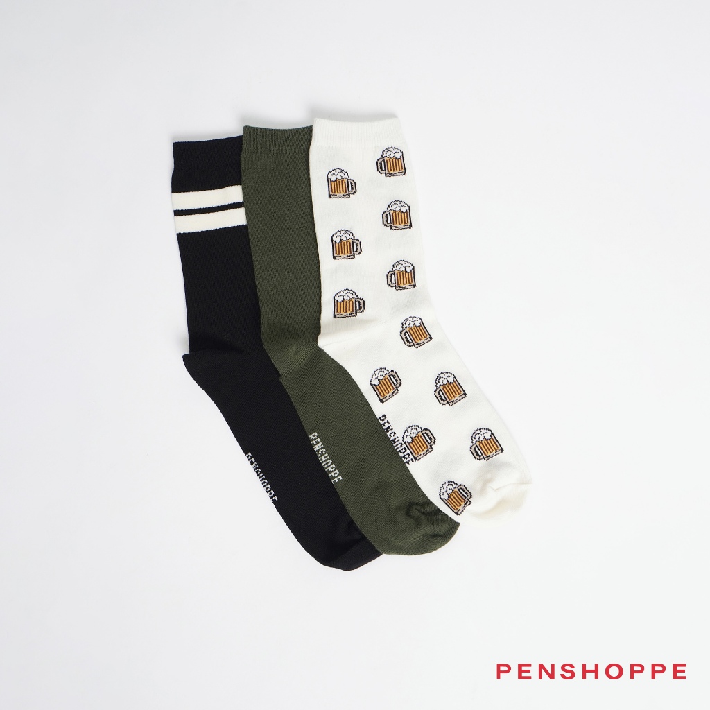 Penshoppe Core 3 In 1 Bundle Box Crew Socks For Men (Assorted) | Shopee ...