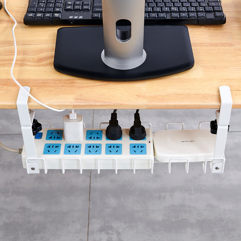 No Drilling Cable Management Storage Rack Cable Organizer Desk Socket ...