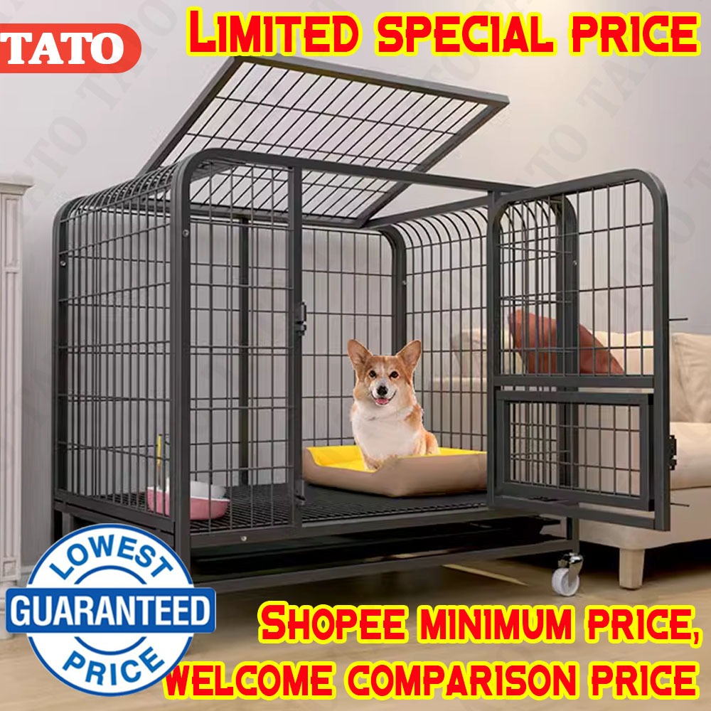 Large Dog Cage Square Tube Dog Cage Stainless Large Space Portable
