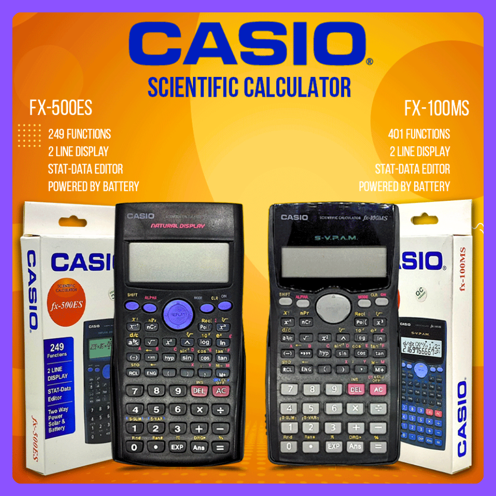 Casio Fx500ES and Fx100MS Handheld Scientific Calculators for