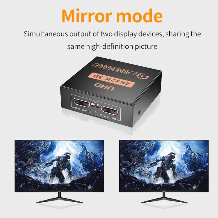 4K Ultra HD 2 ports HDMI Splitter 1X2 Video Hub Repeater Amplifier For ...