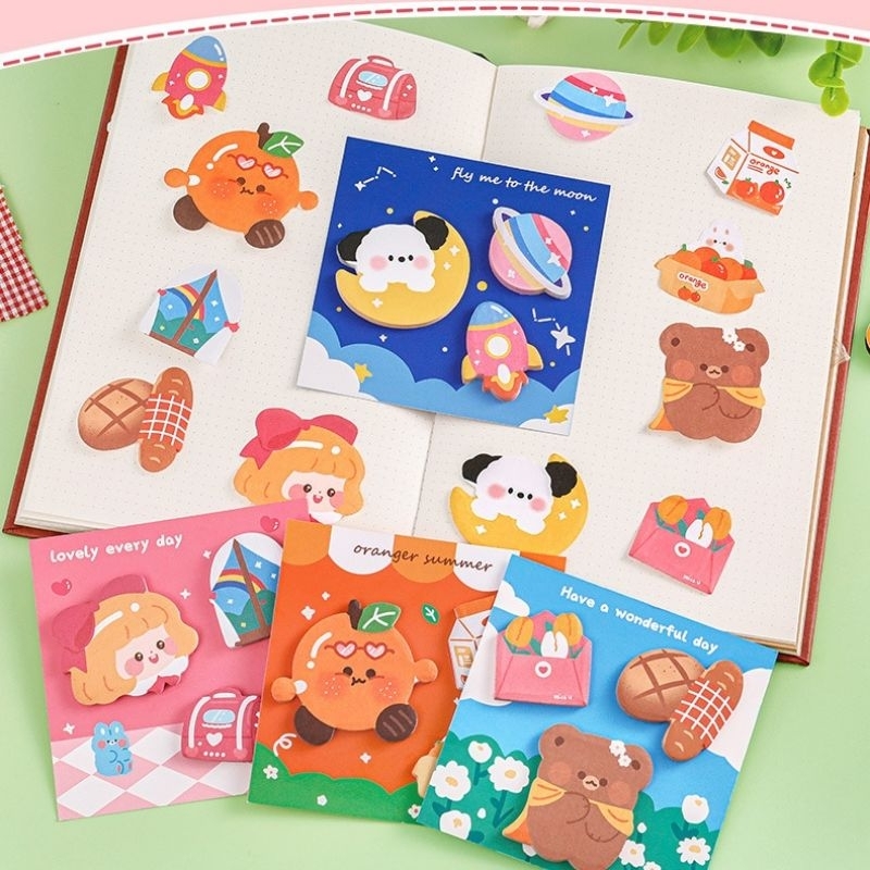 Cute Cartoon Combination Sticky Notes Ins Kawaii Points Memo Pads ...
