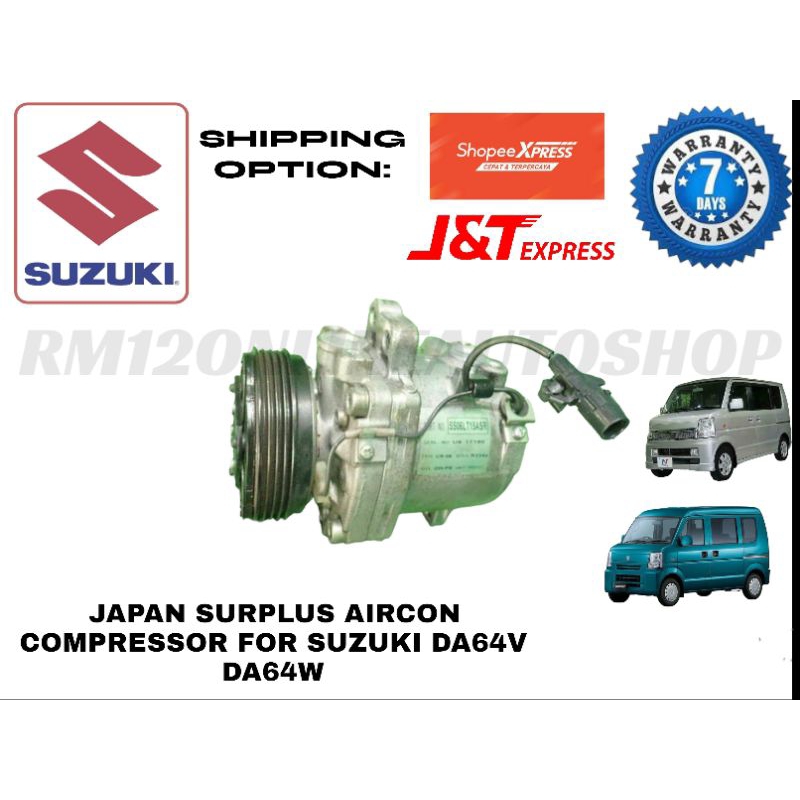AIRCON COMPRESSOR MULTI GROOVE FOR SUZUKI DA64V DA64W TRANSFORMER VAN ...