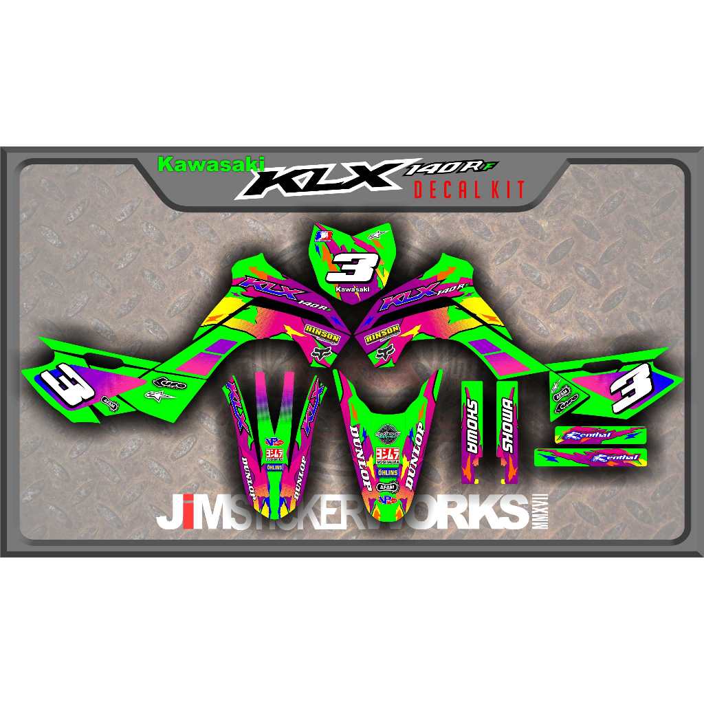 KAWASAKI KLX 140r F/ 140L (FULLY LAMINATED DECAL KIT) Shopee Philippines