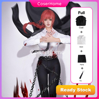 Power Cosplay Anime Chainsaw Man Costume Wig Blue Jacket Uniform Outfit  Hairpins Blood Fiend Devil Makima Denji Halloween Wome
