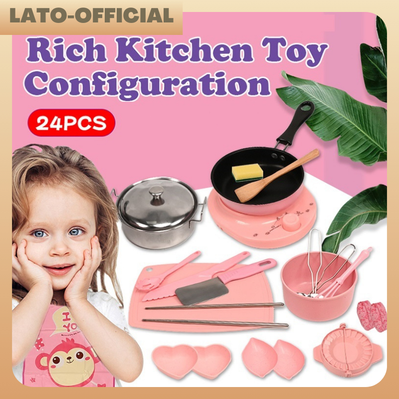 24Pcs Kitchen Toys Set Real Mini Cooking Set for Kids Girls Kitchen ...