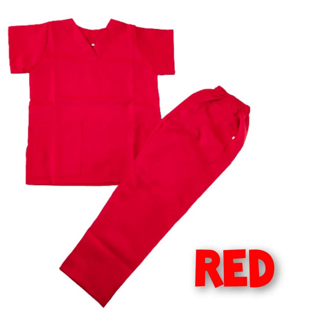 ishureshop' RED COLOR SCRUB SUIT PLAIN COLOR// MEDICAL UNIFORM | Shopee ...