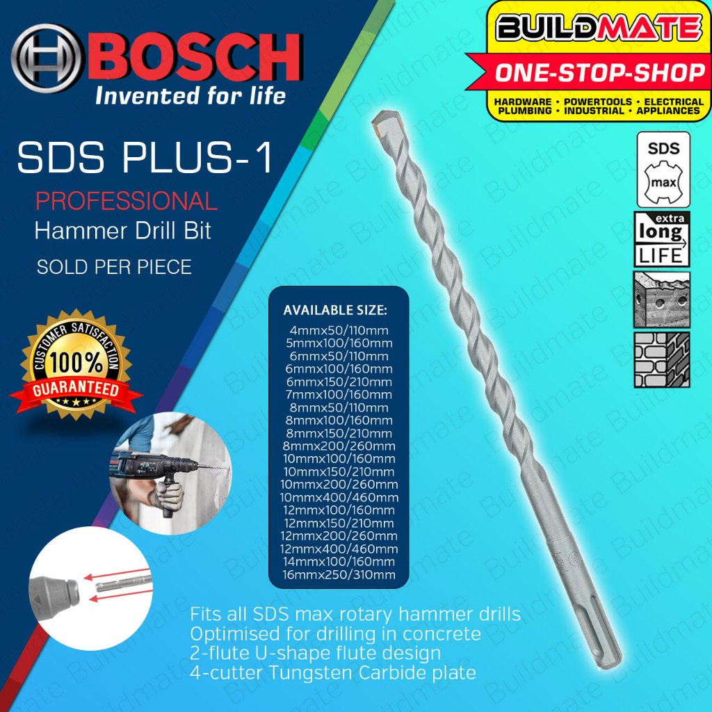 Buildmate Bosch Hammer Drill Bit 4mm 10mm Sds Plus 1 For Concrete