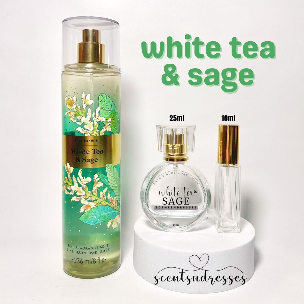 White Tea and Sage Bath and Body Works Body Mist BBW Decant 5ML 10ML
