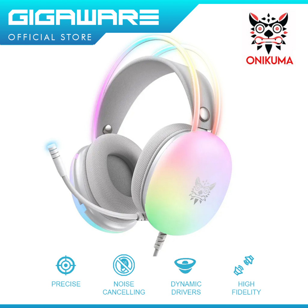 ONIKUMA X25 Gray RGB Light Noise Cancelling Microphone Gaming ...