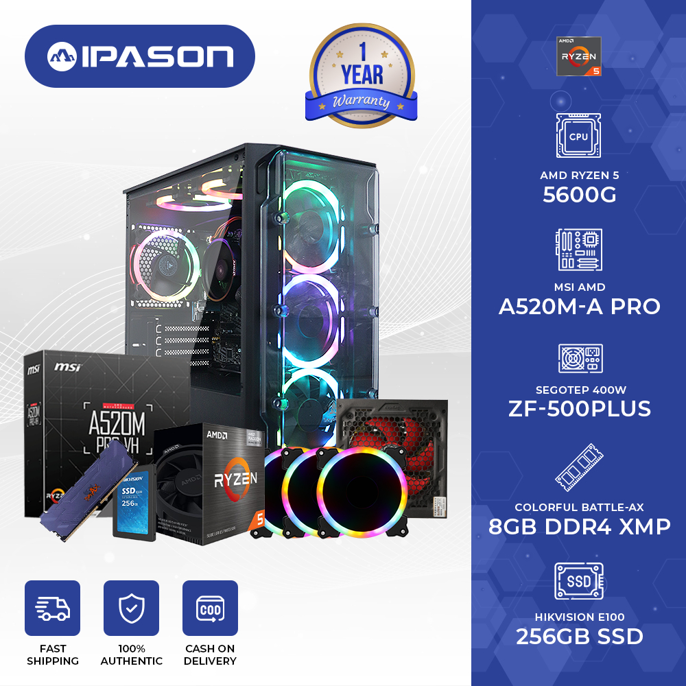 Gaming Desktop Computer/ Ryzen 5 5600G/ 6 Core 8Gb DDR4 XMP/ 256 SSD ...