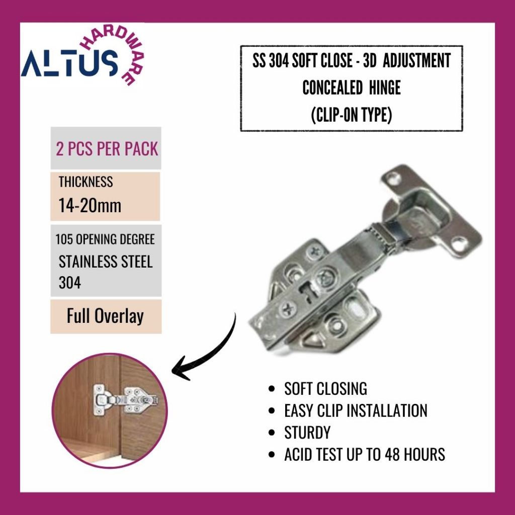 SS304 Soft Close Hinge ( Clip on Type ) Shopee Philippines
