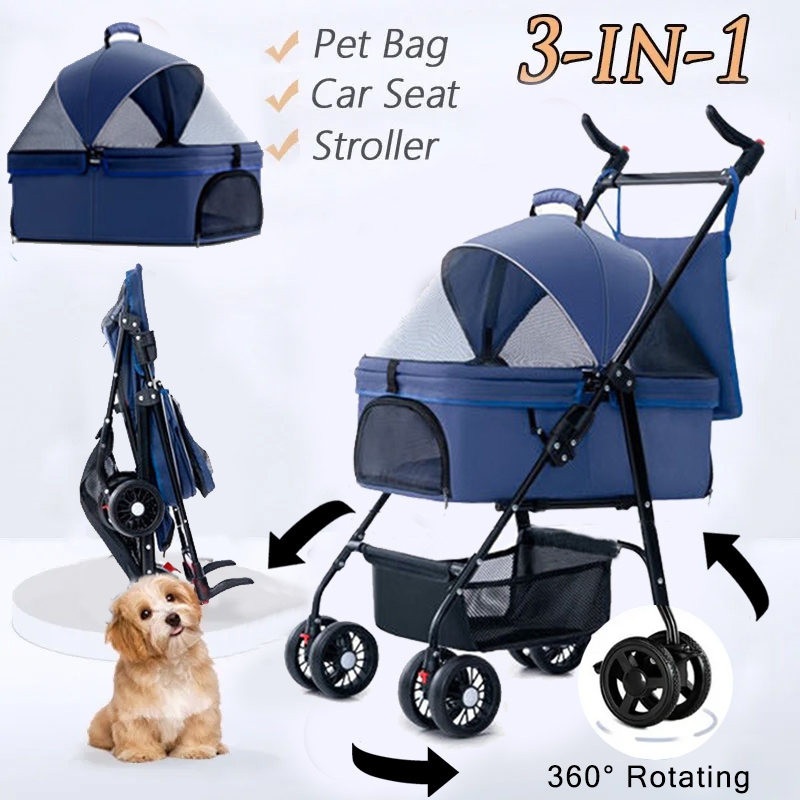 Detachable Pet Trolley Outdoor Foldable Pet Stroller Pet Carrier Dog