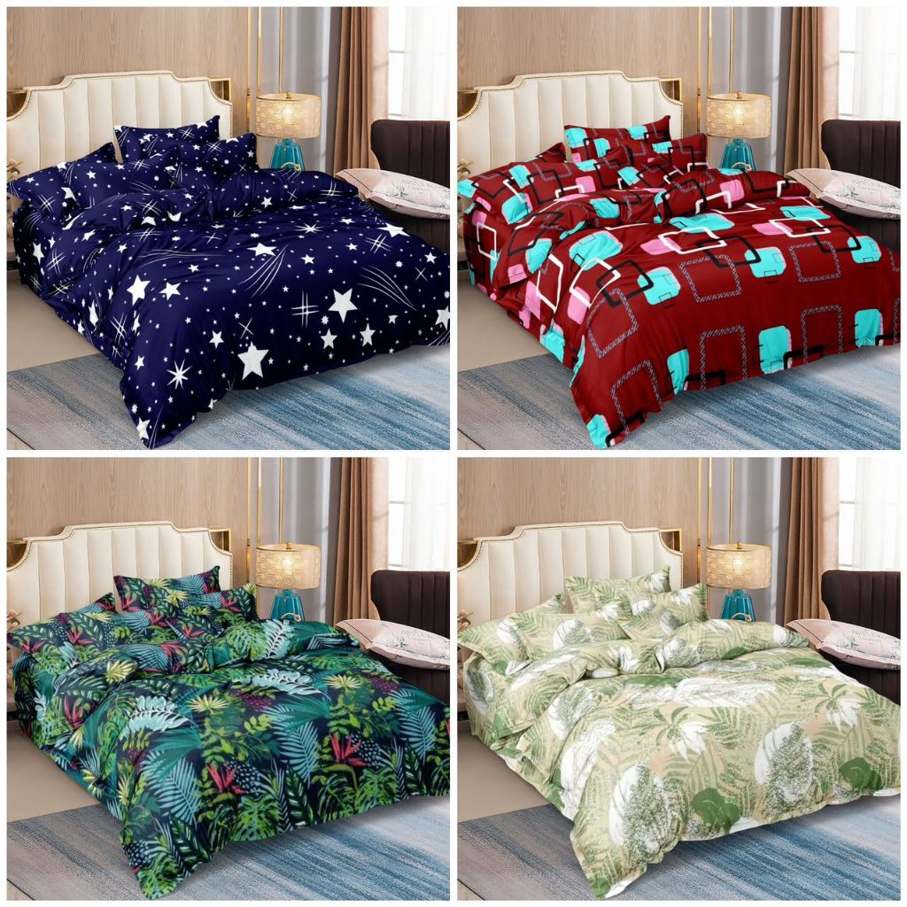 3in1 Bedsheet Poly Cotton Bed Sheet King ,Queen, Double Size bedsheet and 2 pillow case Bedroom