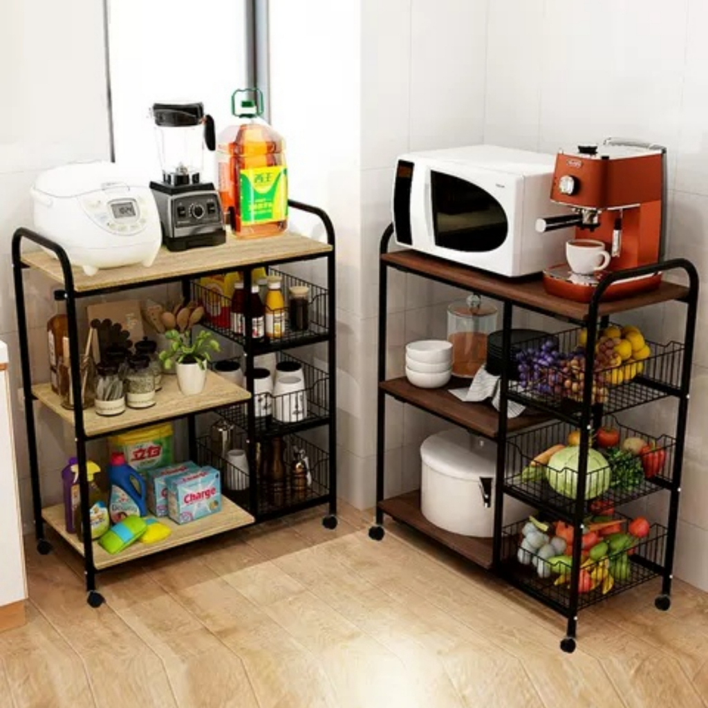 Kitchen Supplies Storage Rack Floor-Standing Multi-Layer Microwave Bowl ...