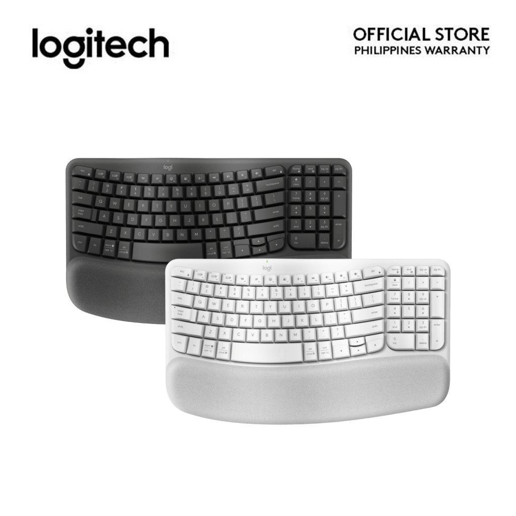 Logitech Wave Keys Ergonomic Bluetooth Wireless Keyboard with Cushioned Palm Rest Shopee