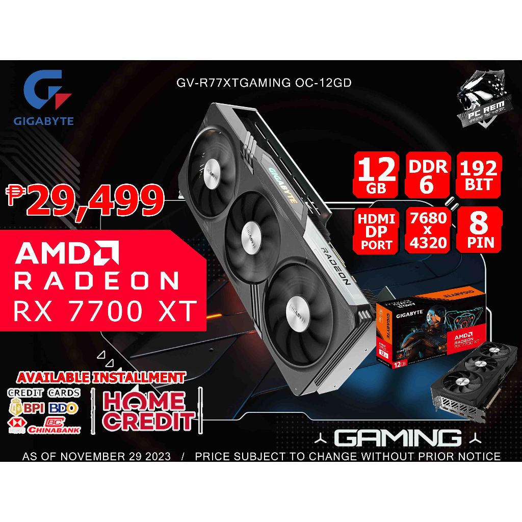 Gigabyte Radeon RX 7700 XT GAMING OC GV-R77XTGAMING OC-12GD G10