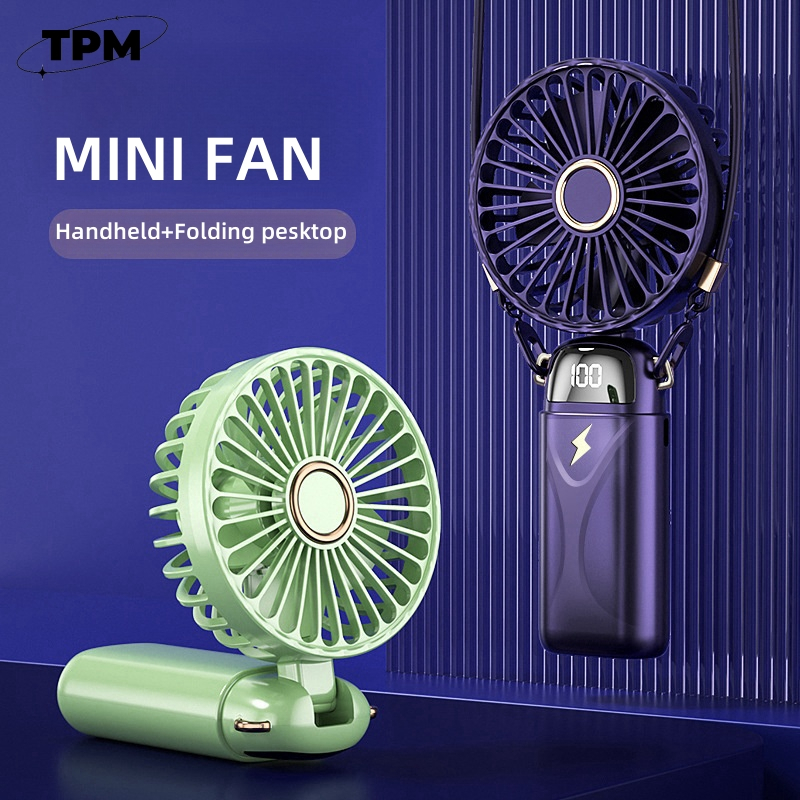 Tide Play Mini Fan Portable Rechargeable Digital-display Multi-gear ...