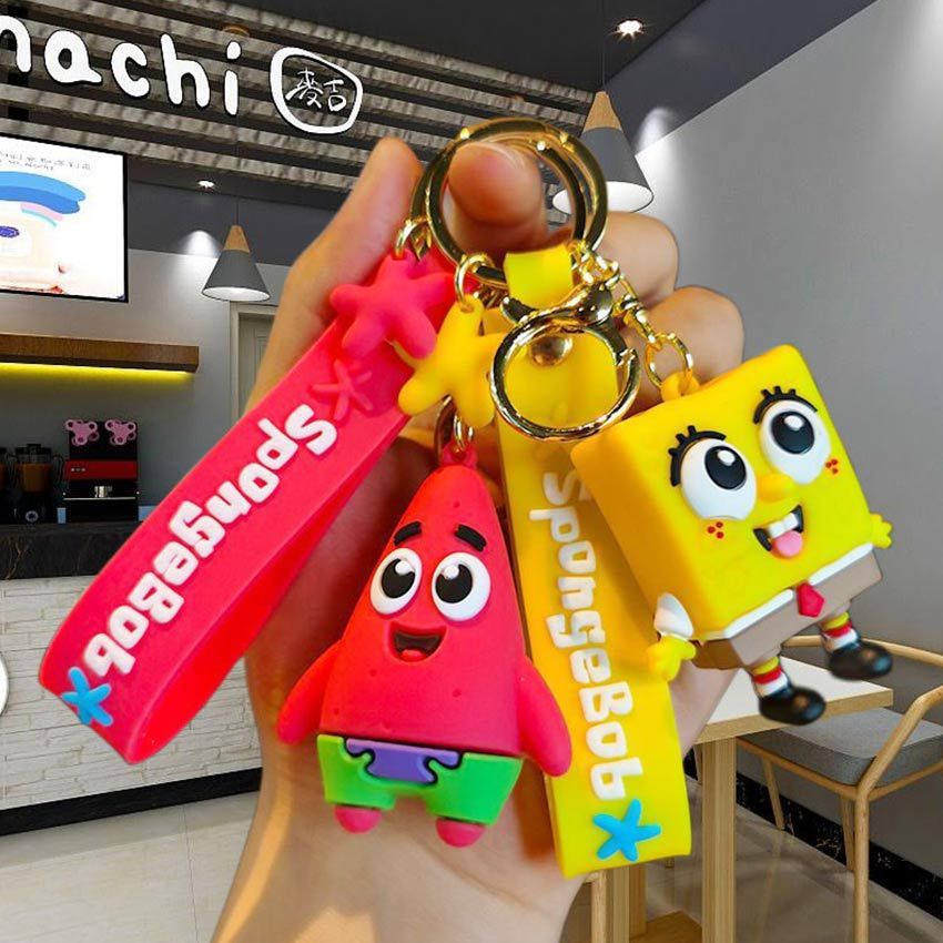 Anime SpongeBob Figure Keychain Pendant Patrick Star Bag Keyring Soft ...