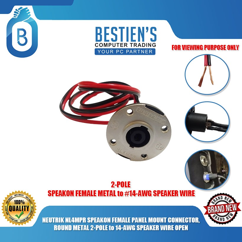 NEUTRIK NL4MPR SPEAKON FEMALE PANEL MOUNT CONNECTOR, ROUND METAL 2-POLE ...