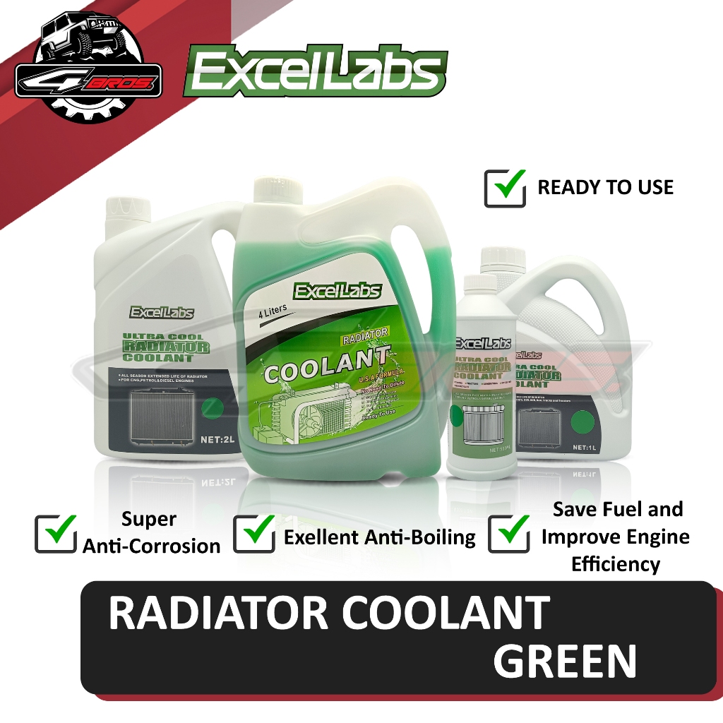 Exellabs Radiator Coolant Green (Ready to Use) For Car and Motorcycle