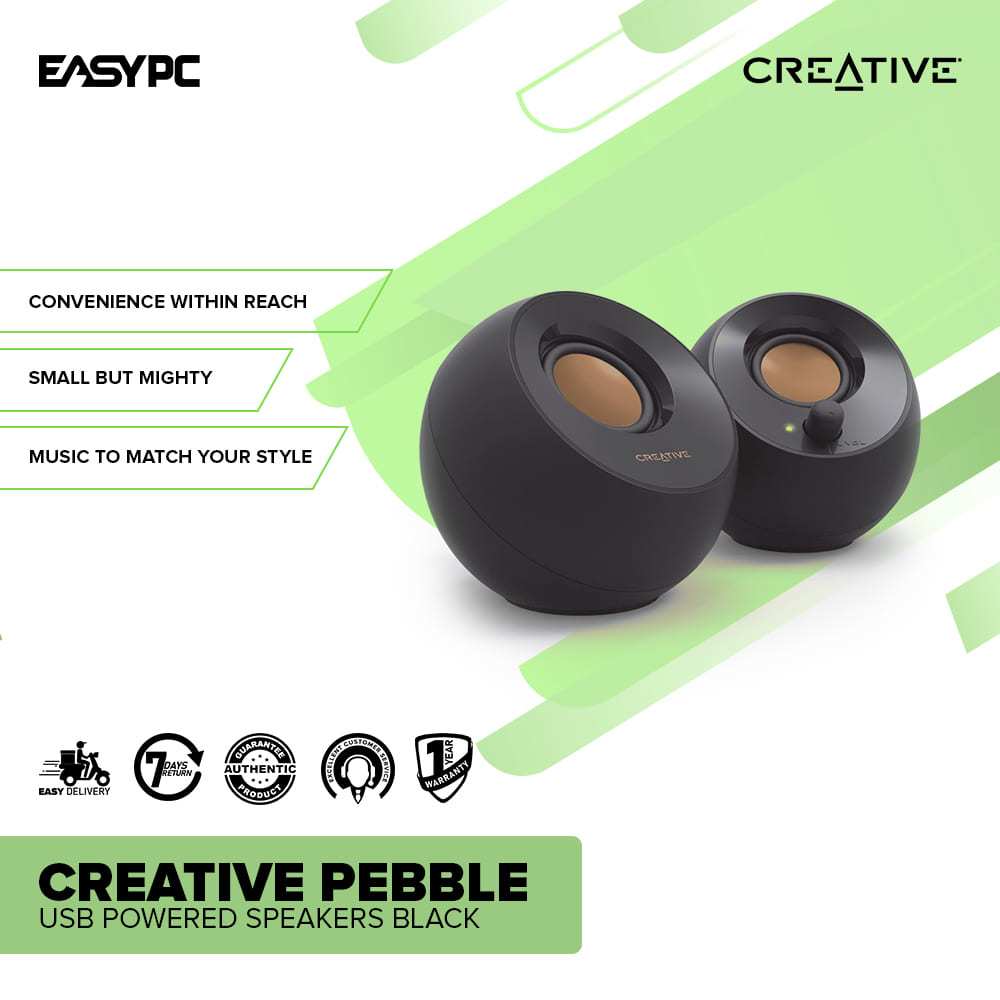 Creative Pebble V2 Desktop Speakers - Black