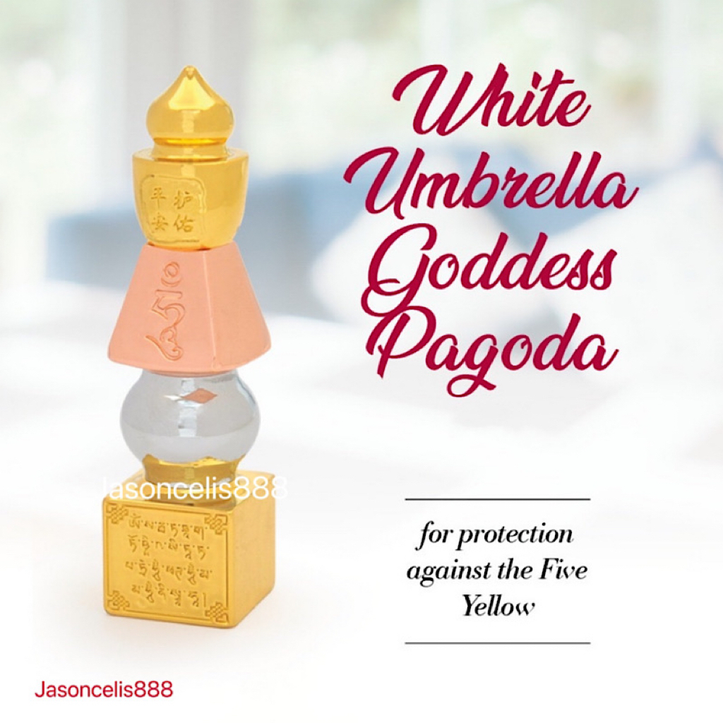 Fengshui 5-Piece White Umbrella Goddess Window Sticker Set - For Protection, Good Luck, Car & Home Decor