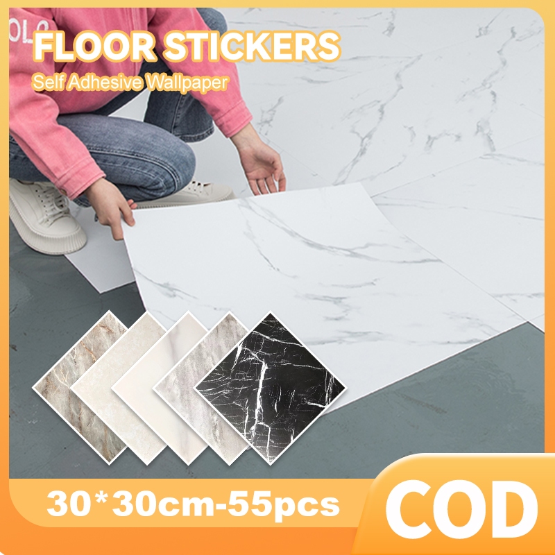 55pcsMarble Vinyl Tile Flooring Stickers PVC Wearresistant Floor Self