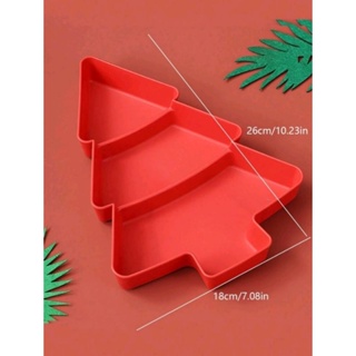 1pc Red Christmas Themed Snack Tray, Lazy Snack Box, Plastic Candy