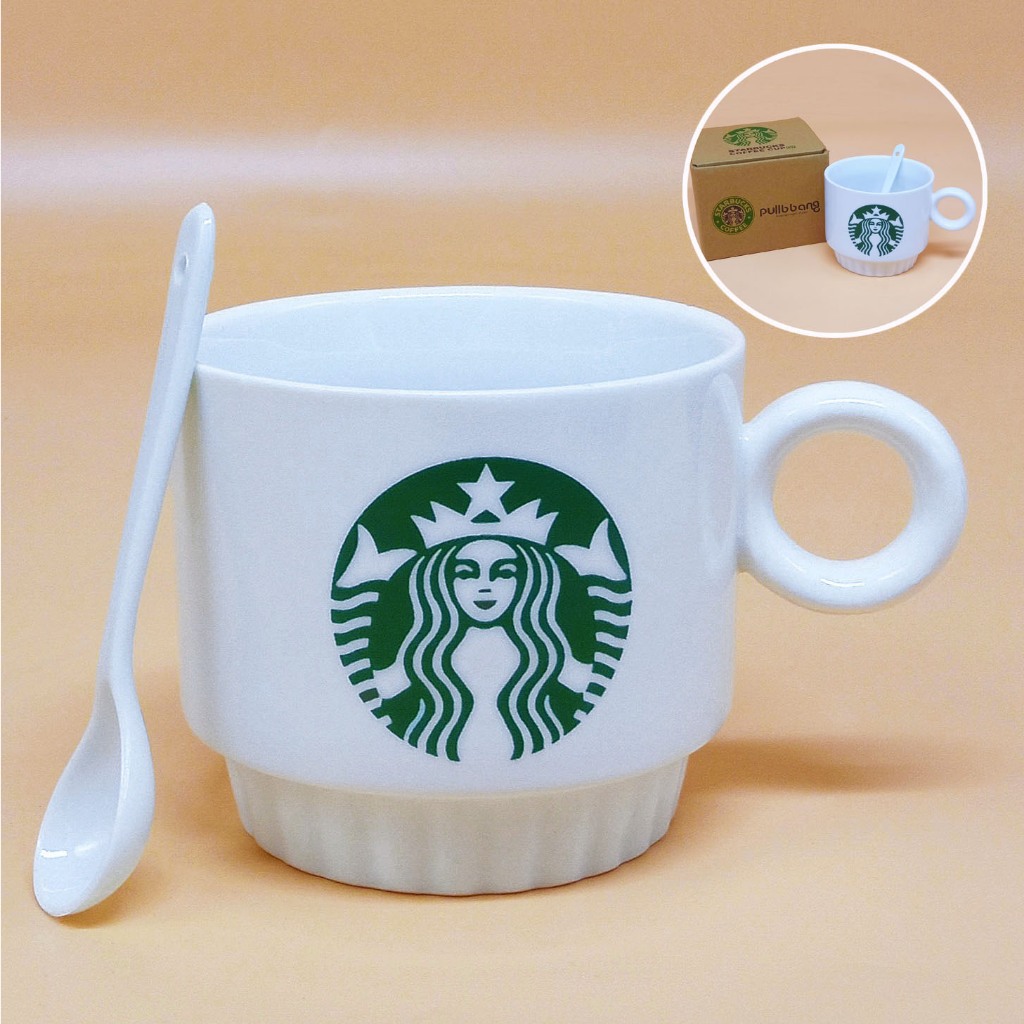 SALE!! Starbuck Coffee Mug with Spoon starbucks mug Ceramic Coffee Mug
