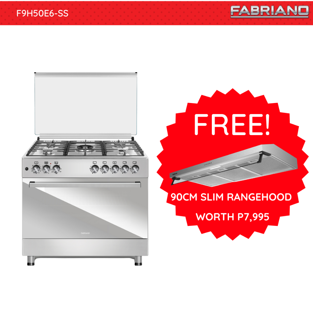 Fabriano Gas Range F9H50E6SS 90cm, 5 Gas Burners + Electric oven