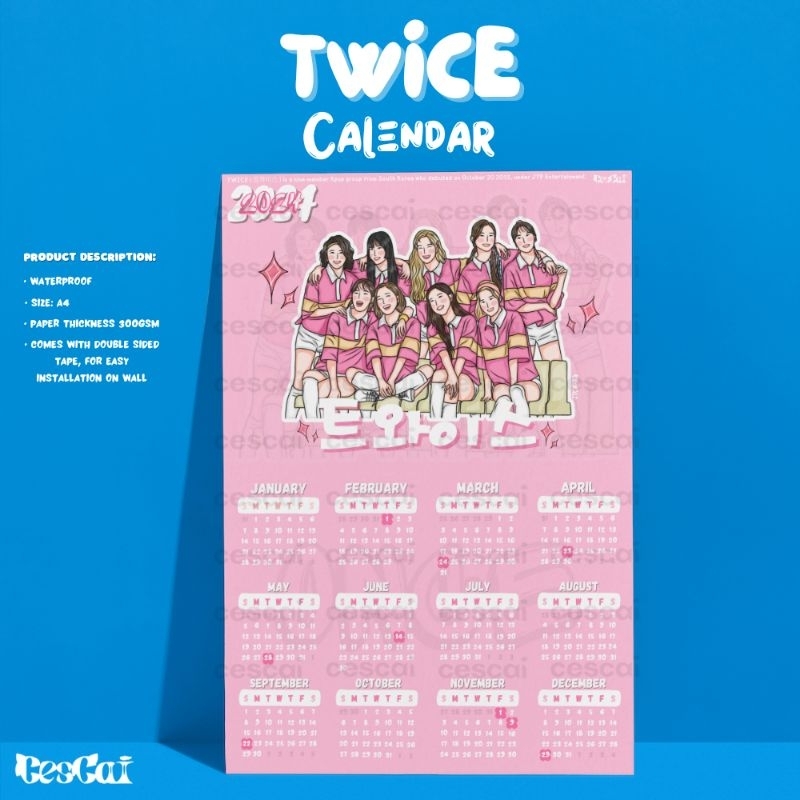 TWICE 2024 Wall Calendar CesCai Shopee Philippines