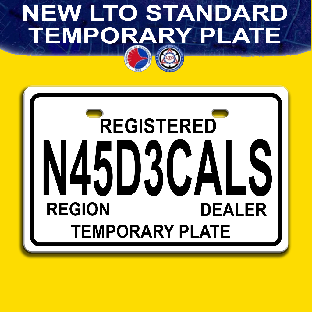 NEW Temporary Plate for Motorcycle LTO Standard Plaka FOR REGISTRATION