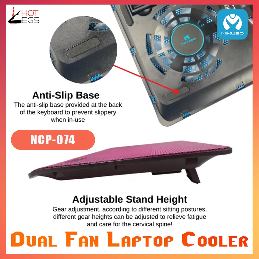 MIKUSO NCP074 Dual Fan Laptop Cooling Pad Hurricane2 Notebook Cooling