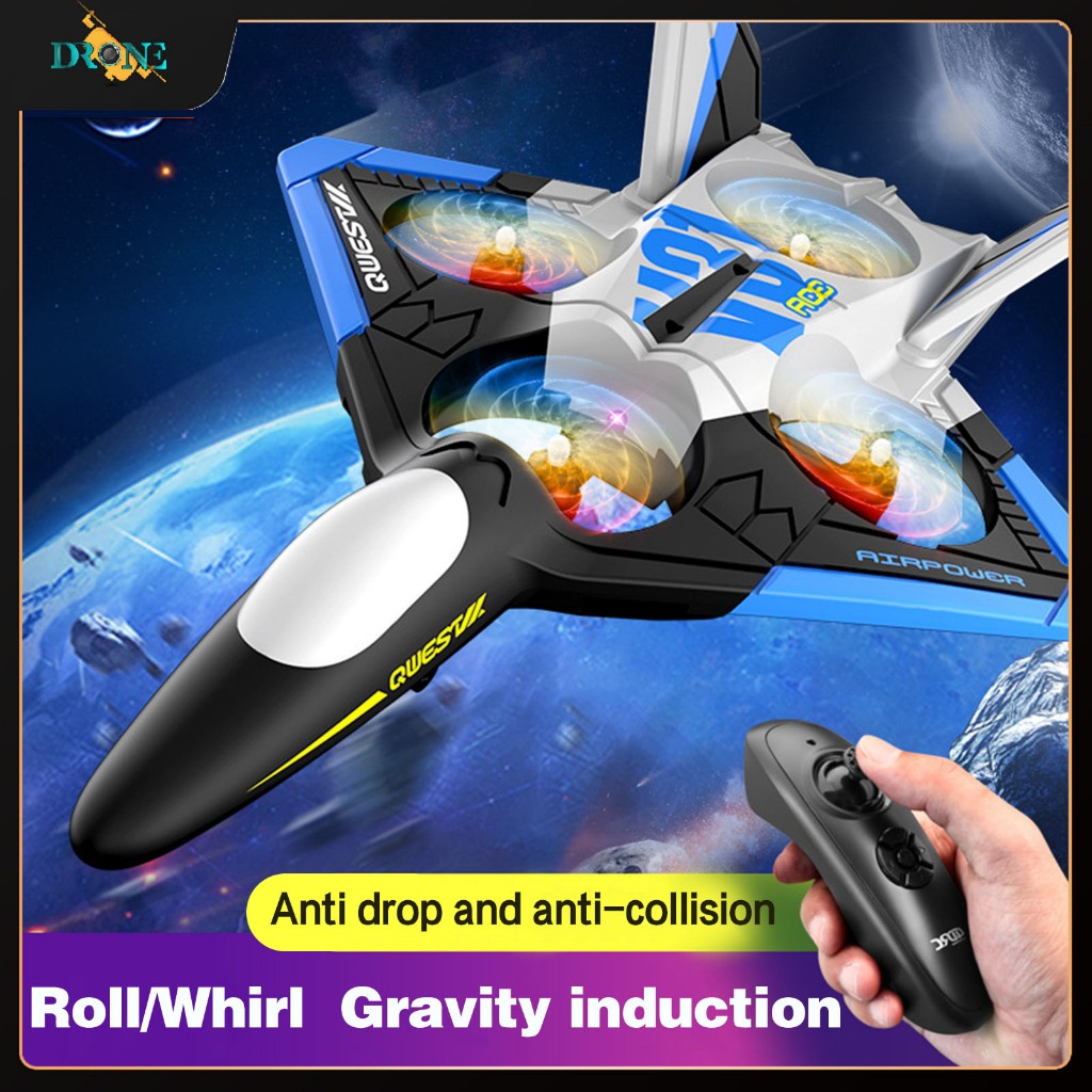【COD】New V31 RC Airplane toy Remote Control fighter With LED Light RC  drone EPP Foam Toys Plane
